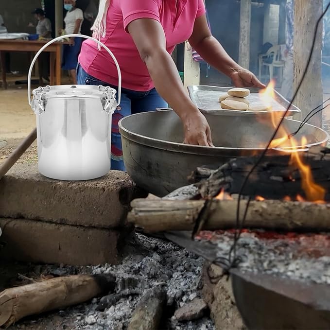 Stainless Steel Airtight Canisters Container: 152 fl oz Airtight Clamp Lid Kitchen Food Storage Bucket for Rice Flour Grain Coffee Bean Flour Oil Sugar Milk