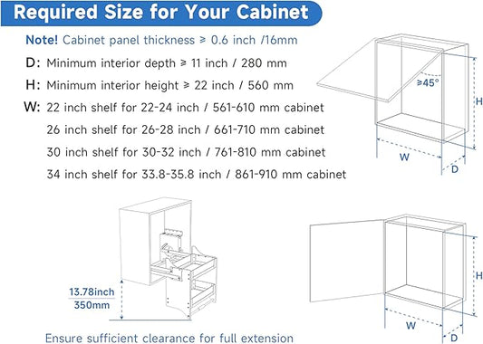 22~24'' Pull Down Shelf for Kitchen Upper Cabinet, Heavy Duty Cabinet Organizer, 2 Tier Kitchen Cabinet Pull Down Shelf Large Storage Space, White