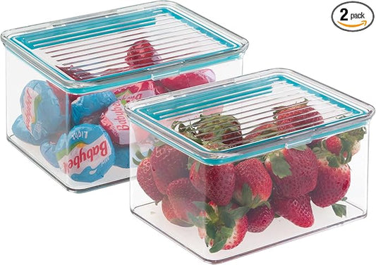 iDesign Small Food Storage Box with Airtight Seal for Kitchen or Pantry Storage - Set of 2 - Clear