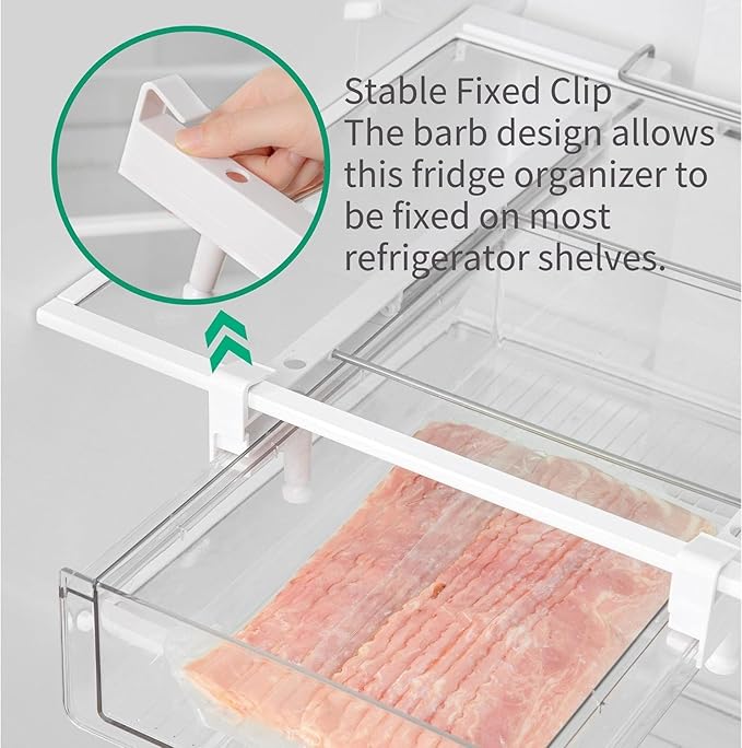 Large Fridge Drawer Organizer 14in-20in Upgradation Refrigerator Undershelf Drawer, Extra-Deep Storage Deli Meat, Cheese, Eggs, Fruit, Vegetable
