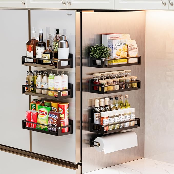 ADBIU 7 Pack Magnetic Spice Rack Organizer Storage for Refrigerator and Oven, Fridge Organizers and Shelf