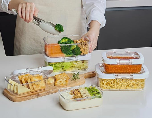 Felli Duo Loc Food Storage Container with Lids Airtight for Fridge Microwave Freezer, Stain Odor Free, Reusable On the Go Box Small + Large for Kitchen & Travel, Weekly Meal Plan (Meal Prep 6pk)