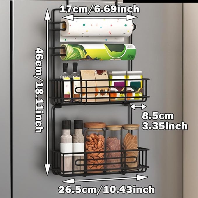4 Tier Wall Mount Spice Rack Organizer,Spice Rack for Refrigerator, Metal Spice Storage Shelf for Kitchen.
