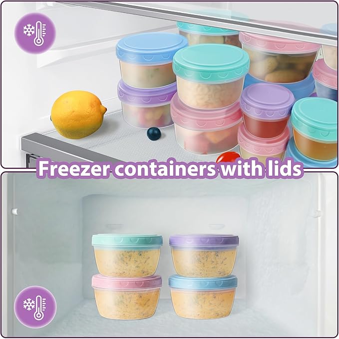 16 PCS Freezer storage Containers with Lids, Reusable BPA Free Plastic Soup Jars, Leakproof Salad Dressing Container to Go, Dishwasher & Microwave Safe Food Storage Containers for Lunch Meal Prep