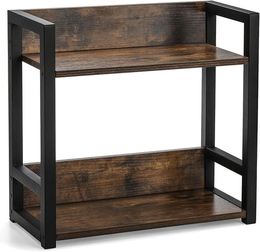 Youeon Wooden Coffee Bar Organizer 15.7x7x15.2 in, 2 Tier Kitchen Countertop Organizer for Coffee Bar Accessories, Wooden Shelf for Spice Jars, Condiment, Syrup Bottles, Kitchen, Office