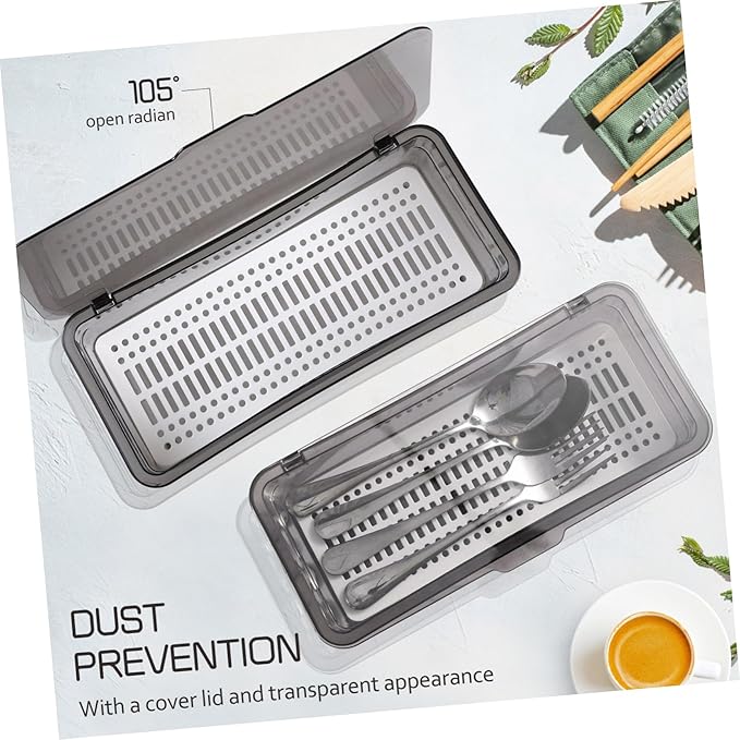 DOITOOL 3PCS Flatware Tray with Lid and Drainer, Tableware Utensil and Cutlery Drawer Organizer with Lid Covered Silverware Tray to Keeps Your Cutlery Organized and Protected