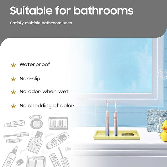 Vanity and Bathroom Tray, 6.3" ABS Countertop Organizer,Waterproof Vanity Tray for Toilet Tank,Perfume,Soap,Keys,Bathroom Accessories,Kitchen and Bath Trays,Non Slip Small Trays,Gold