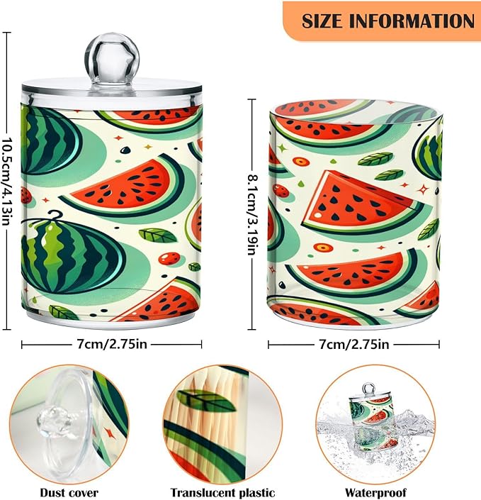 Cartoon Watermelon 2PC Airtight Transparent Plastic Storage Jar Glass Food Storage Container Glass, Can Store Candy, Salt, Coffee Beans, With lid, Easy To Use