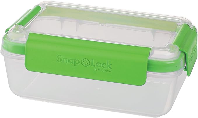 4-Cup Storage Container - Green, SNL-1008G Easy-To-Open, Leak-Proof Silicone Seal, Snap-Off Lid, Stackable, BPA FREE