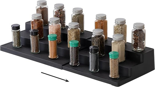 SIMPLEMADE 3-Tier Spice Rack Organizer - Versatile Storage Shelf for Kitchen, Bathroom, Bedroom & Office, Set of 1, Expandable Black