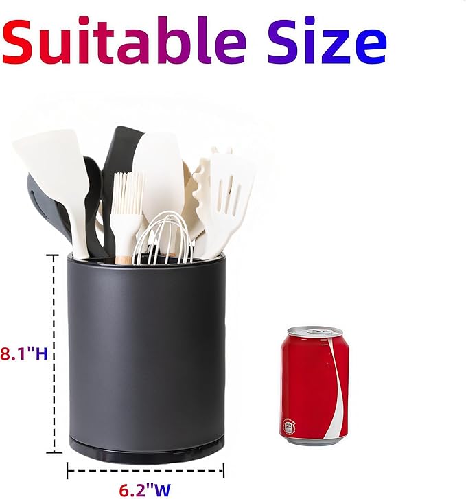 Utensil Holder,4-in-1 Large Kitchen Utensil Holder For Counter,Rotating Silverware Organizer Cooking Flatware Spoon Spatula Tool Cutlery Container Stainless Steel Caddy