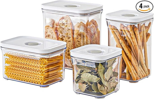 Premium Airtight Food Storage Containers 4-piece/Set, BPA Free, 100% Leak Proof, Keep food fresh up to 5 times longer than non-vacuum storage