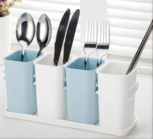 Kitchen Utensil Holder Organizer Silverware Flatware Cutlery Caddy Plastic Utensils Kitchen Countertop Organizer and Storage Spoon Fork Cooking Utensil Holder for Party Kitchen Accessories