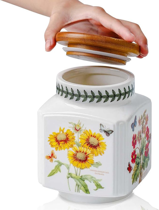 KXZ 1PCS Ceramic Kitchen Jars, Food Storage Jars, Round Ceramic Cookie Jars, Household Containers, Suitable For Storing Tea, Coffee Beans, Spices Or Snacks