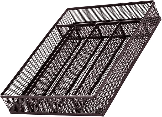 Silverware Tray for Drawer, Silverware Organizer, Metal Drawer Organizer Kitchen Utensils with Foam Feet Multi Compartments Cutlery Organizer in Drawer