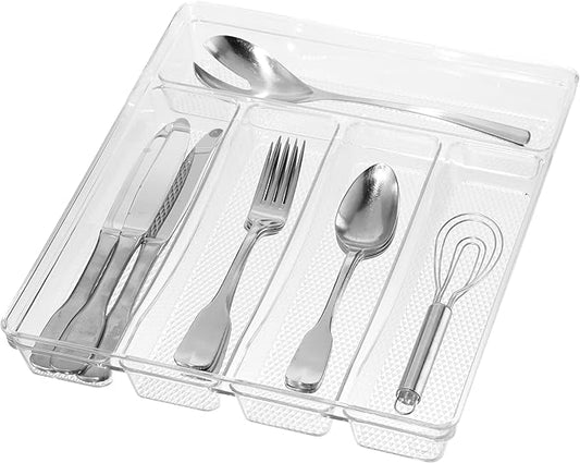 Oggi Silverware Organizer, 5-Compartment, Clear