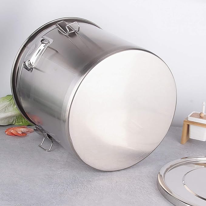 Stainless Steel Airtight Canister for Kitchen, Rice Cereal Grain Canisters Container for Household Kitchen Food Bean Flour Oil Sugar Milk Cookie Storager Bucket w/Handles Lid (6L)