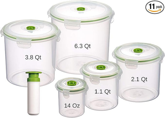 11 piece Vacuum Seal Food Storage Containers with Vacuum Pump, Airtight and Leak Proof, Vacuum Sealed Food Storage Containers, Meal Prep Containers, Keep Food Fresh up to 5 X Longer