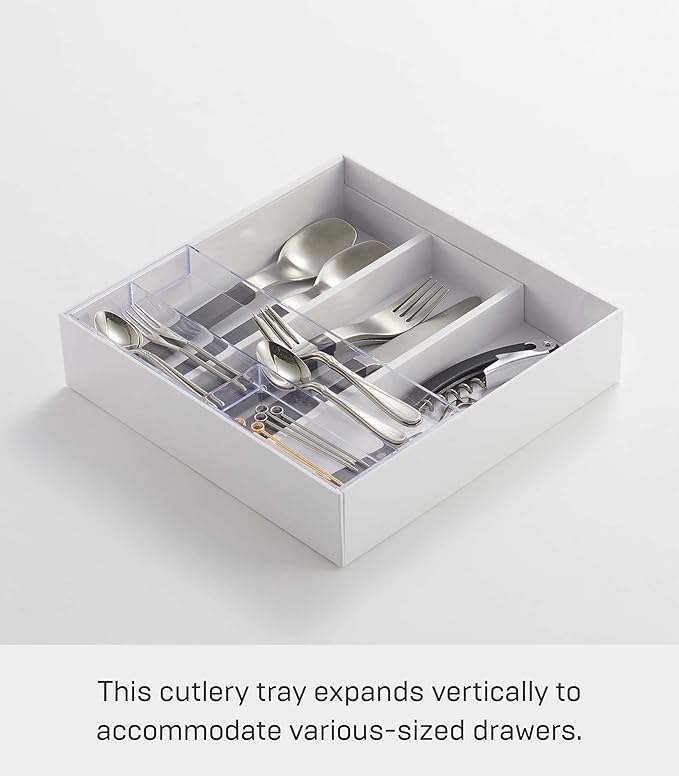 Yamazaki Home Tower Cutlery Drawer Organizer - Kitchen Silverware Utensil Storage Tray - Expandable Ii - Abs Plastic