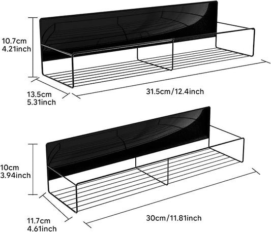2 Packs Magnetic Spice Rack for Refrigerator, Moveable Magnetic Shelf, Black Fridge Organizer for Kitchen Space Saving
