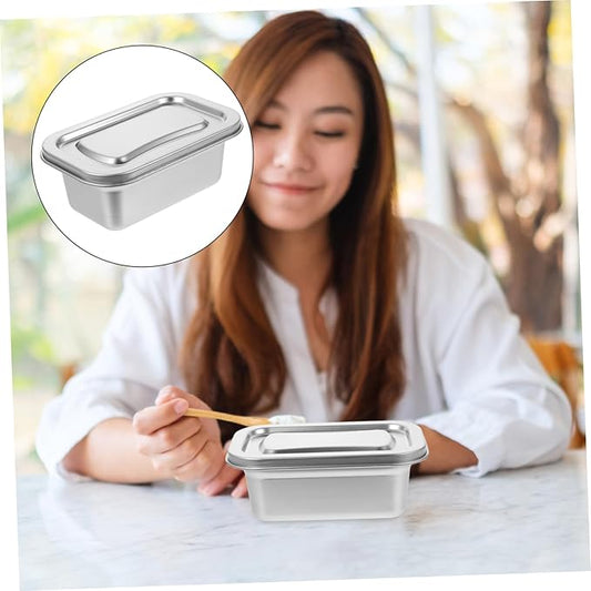 DOITOOL Reusable Ice Cream Storage Containers for Freezer with Lids Stainless Steel Freezer Box Insulated Ice Cream Tub Fridge Organizer Box for Refrigerator, 17 X 11 X 7cm