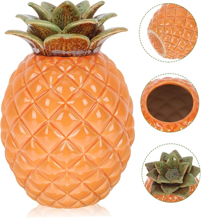 Ceramic Pineapple Tea Jar Lid Airtight Tea Storage Container for Loose Tea Snacks