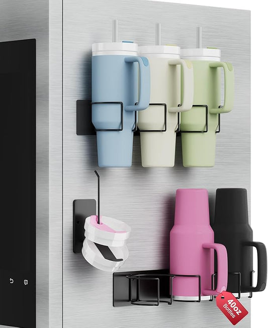 Magnetic Stanley Cup Holder for Refrigerator, Water Bottle Organizer for Stanley 40 oz with Handle, Tumbler Lid Organizer for Stanley Cup Accessories, Gifts Ideal