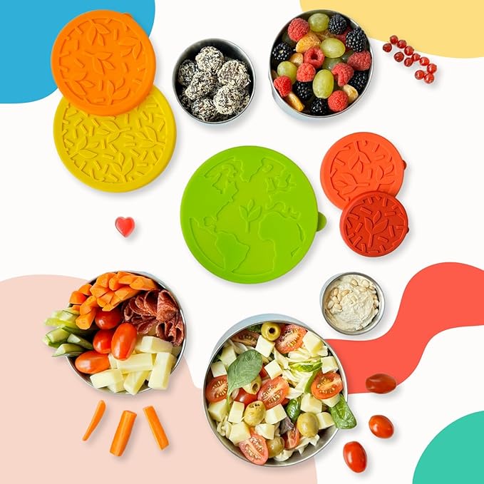 2 X 12 oz Stainless Steel Containers with Lids 12 oz - Leakproof w/Silicone Lids - BPA Free - Dishwasher & Freezer Safe - Portable & Reusable - Stainless Steel Storage Food Snack Containers