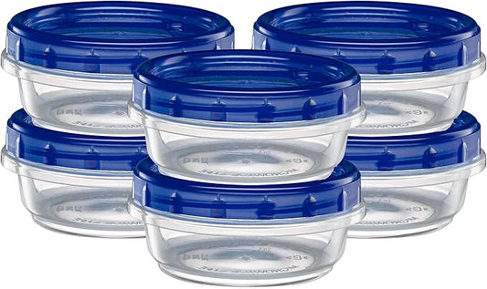 Twist Top Deli Containers Food Storage Containers Blue Screw on Lid Reusable Stackable Leakproof Airtight, pack of 10-8 oz containers