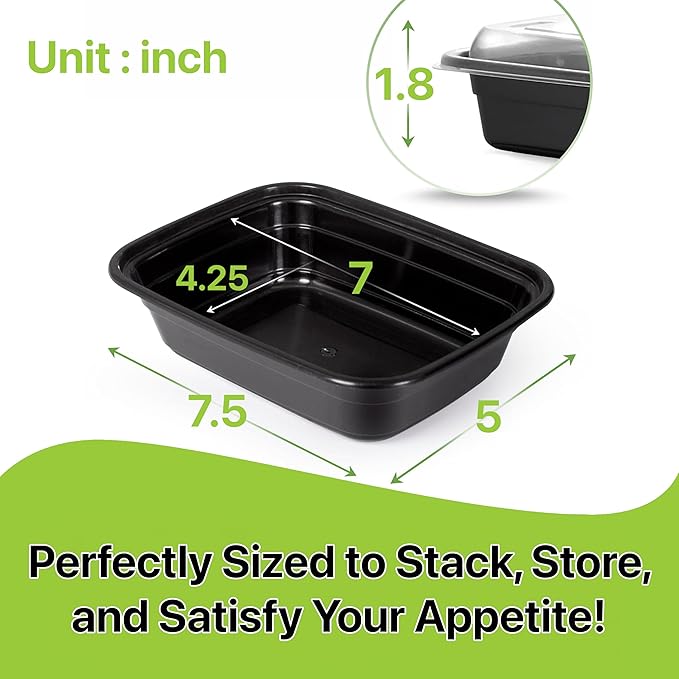 Meal Prep Containers [10 Set] 16 oz with Lids, 1 compartment, Stackable, Reusable, Leakproof, Food Safe, Microwave, Freezer & Dishwasher Safe for Food Prep Storage Bento Box (10 Set, 16 oz)