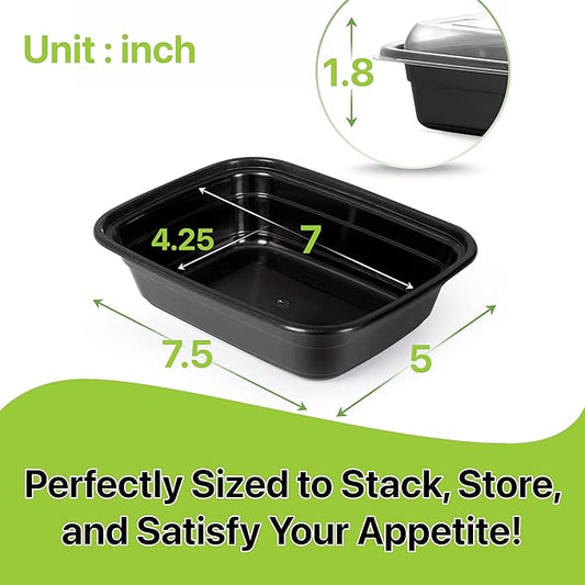 Meal Prep Containers [10 Set] 16 oz with Lids, 1 compartment, Stackable, Reusable, Leakproof, Food Safe, Microwave, Freezer & Dishwasher Safe for Food Prep Storage Bento Box (10 Set, 16 oz)