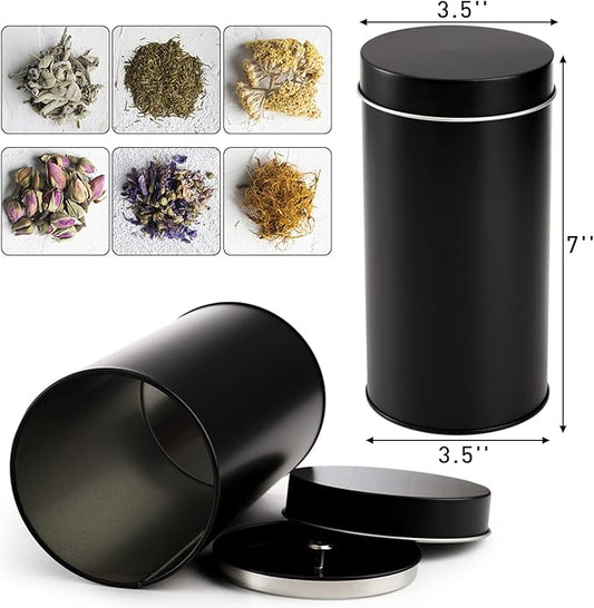 Yesland 6 Pack Tea Tin Canister with Airtight Double Lids, 32 Fl Oz Tin Can Box and Large Round Kitchen Canisters for Loose Tea, Coffee, Candy, Herbs and Spices(Black)