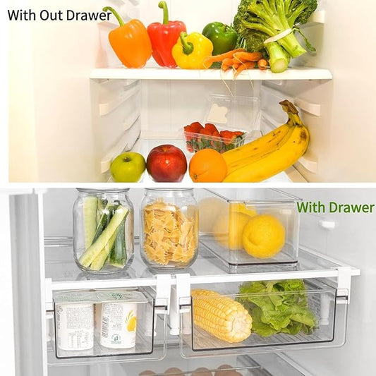 Large Fridge Drawer Organizer 14in-20in Upgradation Refrigerator Undershelf Drawer, Extra-Deep Storage Deli Meat, Cheese, Eggs, Fruit, Vegetable
