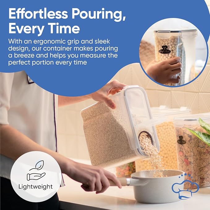 Cereal Containers Storage Set of 8 (101.4oz) - Premium Airtight Food Storage Containers for Kitchen Organization - Includes Labels, Spoon Set & Pen - Kitchen Containers best for Flour & Rice