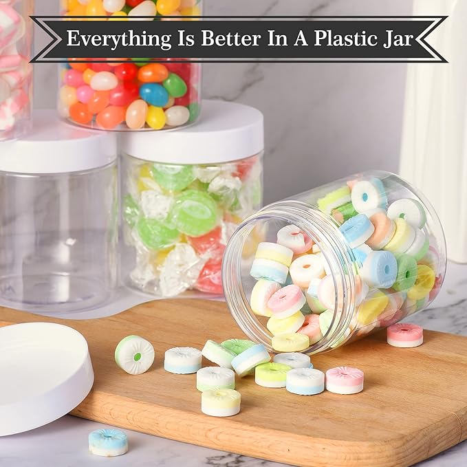 TANGLONG Plastic Jars with Lids, 8 oz Plastic Containers with Lids, Jars with Lids Ideal for Cake Jars Body Butter and Food Storage, Pack of 30