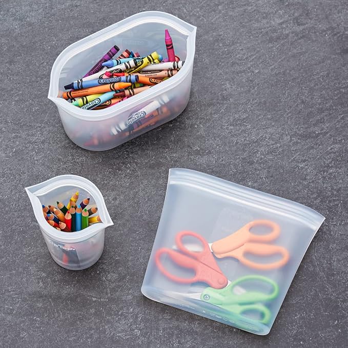 Zip Top Reusable Food Storage Bags | Sandwich Bag [Lavender] | Silicone Meal Prep Container | Microwave, Dishwasher and Freezer Safe | Made in the USA