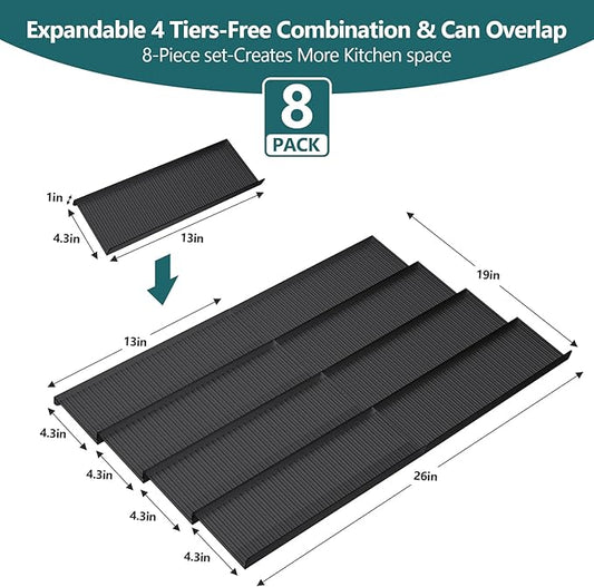 Spice Drawer Organizer,8 Pcs,Acrylic Spice Drawer Organizer,Drawer Spice Rack,Expandable From 13'' to 26'' Kitchen Spice Rack Organizers and Storage for Drawer(black)