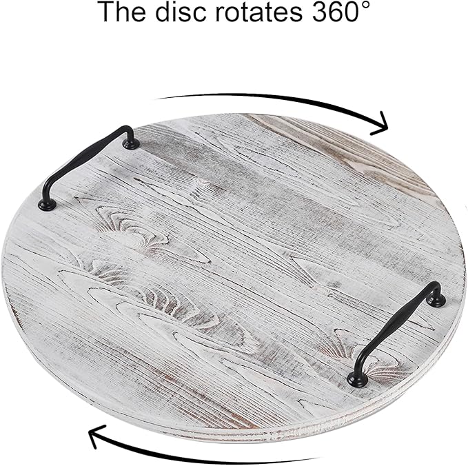 Wooden Lazy Susan for Table Turntable Organizer 18 Inch Large Lazy Susan Whitewashed Wood Serving Tray for Pantry Cabinet Countertop Round Spins Balanced Pine Spice Rack for Kitchen Essentials Storage
