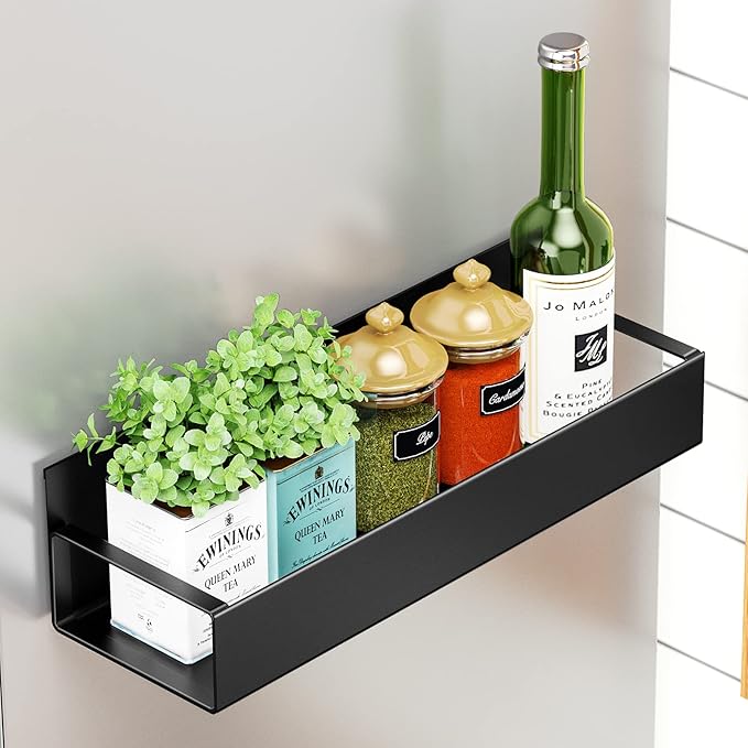 6Pack Moveable Fridge Magnetic Spice Racks,Metal Black