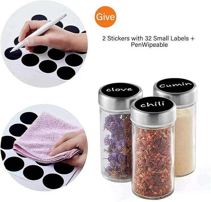 EBIZ&TECH 20-Jar Stainless Steel Rotating Spice Rack with Non-Slip Base - Kitchen Countertop Organizer for Easy Access and Storage of Spice (Sliver)