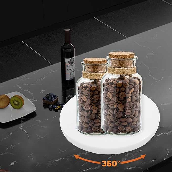 White Turntable Organizer 6 Inch, Acrylic Rotating Turntable Platter Swivel Plate Tray for Pantry Cabinet Spice Rack Cake Table Makeup