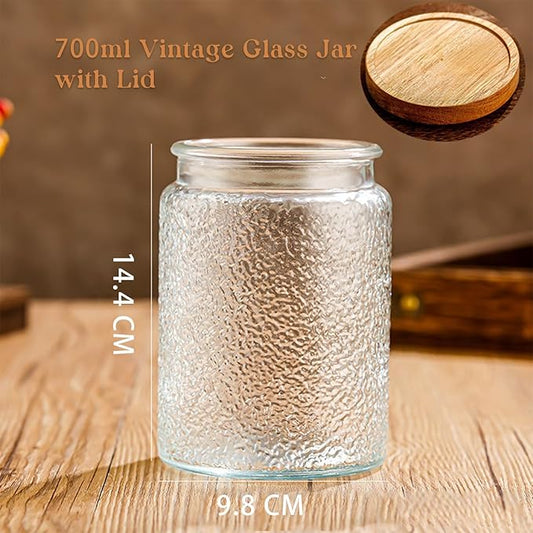 Vintage Glass Jar With Airtight Lid, Spice Jars Overnight Oats Containers Glass Storage Containers Kitchen Storage Containers for Sugar, Coffee, Tea,Candy Cookie,Pasta,Cereal
