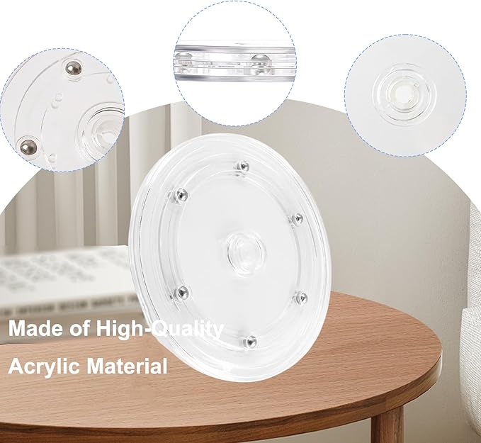 1PCS 3" Clear Acrylic Lazy Susan, Small Turntable Ball Bearing Rotating Tray, Lazy Susan Turntable Organizer for Spice Rack Table Pantry Bathroom Organizers and Storage