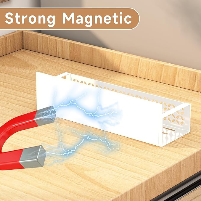 2 Pack Magnetic Spice Rack for Refrigerator with Upgraded Paper Towel Holder，Moveable Magnetic Shelf Fridge Organizer for Kitchen Organizer Storage (White)