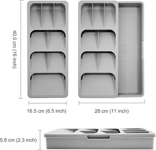 Kitchen DrawerStore Expandable Set，Expandable Plastic Kitchen Cabinet Drawer Storage Organizer Tray - for Storing Organizing Cutlery, Spoons, Cooking Utensils, Gadgets