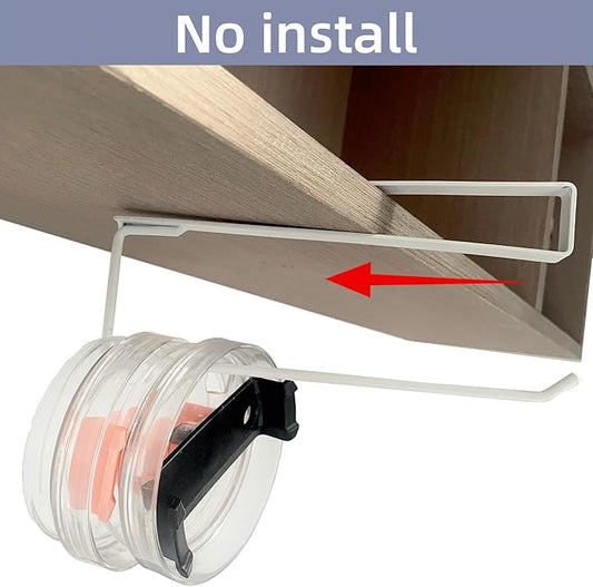3 Pieces Tumbler Lid Storage Hook, No Install Cup Lid Organizers Inside Cabinet (No Screws, No Adhesive), Clip-On Cup Lid Organizer for Saves Kitchen Space (White), FFHJ38