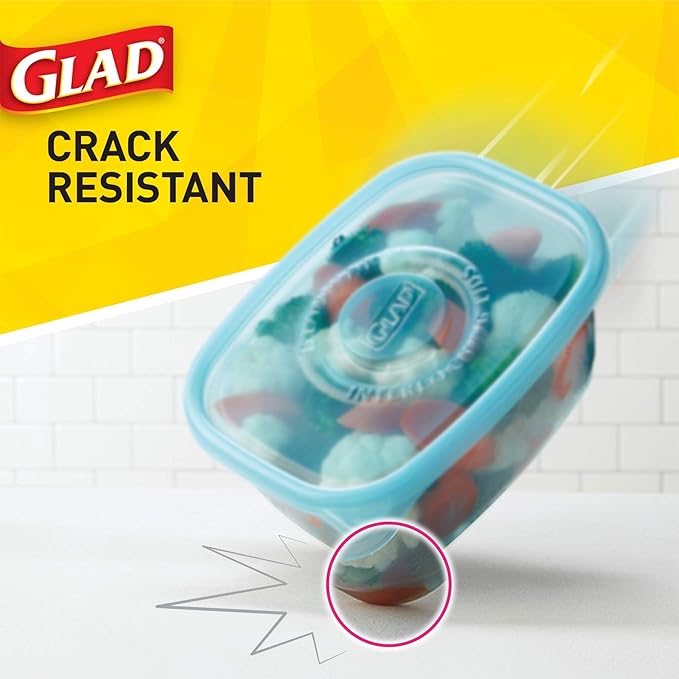 Gladware Freezerware Food Storage Containers, Large Rectangle Holds 64 Ounces of Food, 2 Count Set | Freezer Safe Containers to Store Food and Preserve Freshness | 6 Pack ( 12 Containers Total)