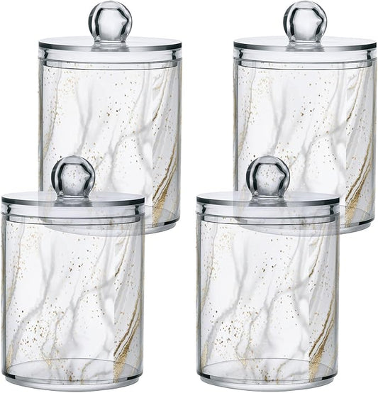 Gold Marble 2PC Airtight Transparent Glass Storage Jar, Food Storage Container Glass, Can Store Candy, Salt, Coffee Beans, With lid, Easy To Use