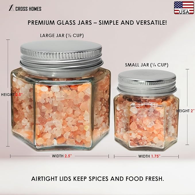 Magnetic Spice Jars Combo Pack 29 Set (9 Large 4 oz + 20 Small 2 oz) Refrigerator Hexagon Glass Spice Jar Magnetic Lid Shaker Spice Labels Magnetic Glass Spice Containers for RV Kitchen Fridge Cabinet