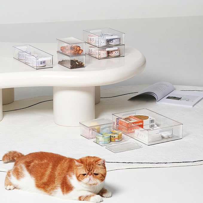 vacane Clear Refrigerator Organizer Bins Plastic Food Storage Fridge Organizer Pantry Organization Container for Pantry,Bathroom ,Kitchen
